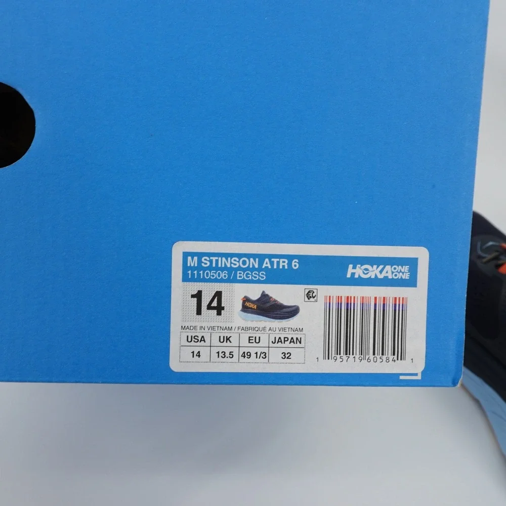 Hoka One Stinson ATR 6 Mens Size 14 Black Evening Primrose Running Shoes